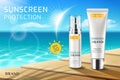 Advertising for sunscreen cream and spray