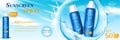 Advertising of sunscreen spray for skincare