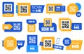 Advertising symbols with QR code, barcode. Quick transition to the site or the required information using a smartphone Royalty Free Stock Photo