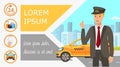 Advertising Taxi Flat Web Banner Vector Template