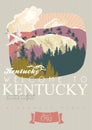 Welcome to Kentucky. Advertising vector card of travel to Kentucky, United States.