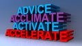 Advice acclimate activate accelerate on blue