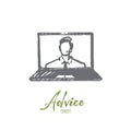 Advice, communicate, business, solution, help concept. Hand drawn isolated vector. Royalty Free Stock Photo