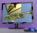 Advice Key On Computer Screen Showing Assistance Royalty Free Stock Photo