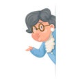Advice look out corner grandmother talking wise old woman granny character adult icont cartoon design vector