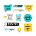 Advice, tip, quick tips, helpful tricks and suggestions vector logos, emblems and banners vector set isolated Royalty Free Stock Photo