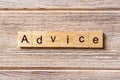 Advice word written on wood block. Advice text on table, concept Royalty Free Stock Photo