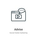 Advise outline vector icon. Thin line black advise icon, flat vector simple element illustration from editable social media