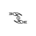 Advisor money rich robot hands concept line icon. Simple element illustration. Advisor money rich robot hands concept outline symb