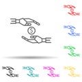 Advisor money rich robot hands concept line multi color set icon. Simple thin line, outline of robo icons for ui and ux, website
