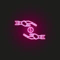 Advisor money rich robot hands neon style icon. Simple thin line, outline vector of robo icons for ui and ux, website or mobile