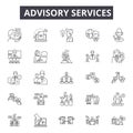 Advisory services line icons, signs, vector set, outline illustration concept Royalty Free Stock Photo