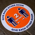 Advisory Social Distancing Plastic Floor Sticker Protecting Against COVID-19