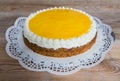 Advocaat cake on rustic wood Royalty Free Stock Photo