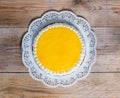 Advocaat cake on rustic wood Royalty Free Stock Photo