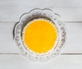 Advocaat cake on white wood Royalty Free Stock Photo