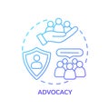 Advocacy blue gradient concept icon