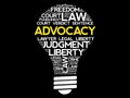 Advocacy bulb word cloud collage Royalty Free Stock Photo