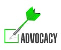 advocacy check dart sign concept illustration