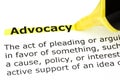 Advocacy highlighted in yellow Royalty Free Stock Photo