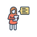 Color illustration icon for Advocacy, girl and advocate