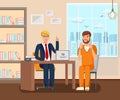 Advocate Works in Office Flat Vector Illustration