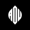 ADW circle letter logo design with circle and ellipse shape. ADW ellipse letters with typographic style. The three initials form a Royalty Free Stock Photo