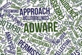 Adware, conceptual word cloud for business, information technology or IT.