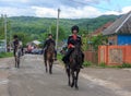 Parade on victory day with the participation of schoolchildren and Cossacks