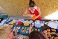 Adygei cheese tasting samples at the fair of agricultural products