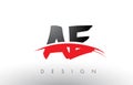 AE A D Brush Logo Letters with Red and Black Swoosh Brush Front