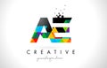 AE A D Letter Logo with Colorful Triangles Texture Design Vector