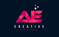 AE A D Letter Logo with Purple Low Poly Pink Triangles Concept