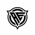 AE logo with triangle shape and circle with outline rounded design template Royalty Free Stock Photo
