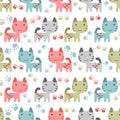 Aeamless pattern with sweet kittens