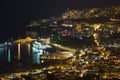 Aearial view at night of Funchal, capital city of Madeira Island, Portugal Royalty Free Stock Photo