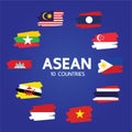 AEC Asean Economic Community Flag ribbon, Flag of ASEAN Association of Southeast Asian Nations and Membership Vector Illustration