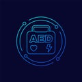 AED icon, automated external defibrillator bag