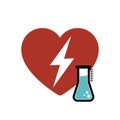 AED symbol. Red automated external defibrillator and test tube icon vector Royalty Free Stock Photo