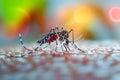 Aedes Mosquitoe bite and feeding blood on human skin ,AI generated Royalty Free Stock Photo