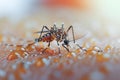 Aedes Mosquitoe bite and feeding blood on human skin ,AI generated Royalty Free Stock Photo