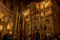 The Aedicule, a Christian shrine, in the Church of the Holy Sepulchre in Old City of Jerusalem, Israel.