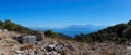 Aegean islands Turkish Mediterranean Sea with historical ruin