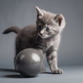 Aegean Kitten Pouncing on Toy Ball