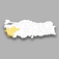 Aegean region location within Turkey map