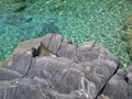 Aegean sea cliffs and a beautiful small basin.