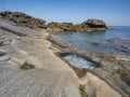 Aegean sea cliffs and a beautiful small basin like a private Jacuzzi.