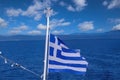 Aegean Sea, Greece, the flag of Greece Royalty Free Stock Photo