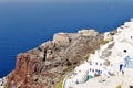 The Aegean sea and the rocky coast of Santorini