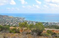 Aegean Sea and Stalida town. Royalty Free Stock Photo